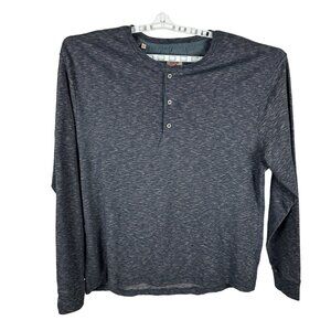 Jachs Mens Size 2XL Blue Henley Long Sleeve Shirt Cotton/Polyester Blend